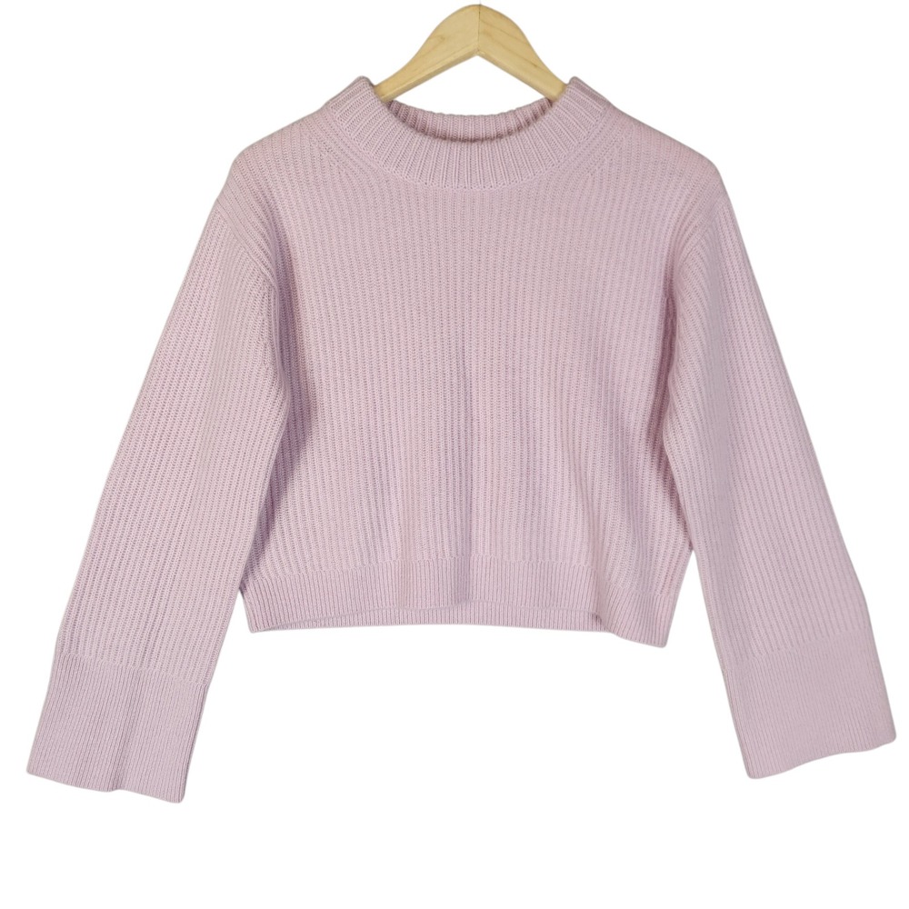 J. Crew Ribbed Cashmere Cropped Crewneck Sweater Women's XS Lilac Preppy